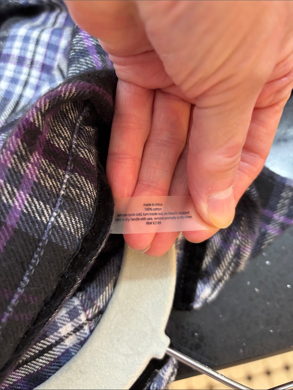 NWOT Crystal Embellishment Plaid Button-Down Shirt - Black & Purple - Picture 7 of 7